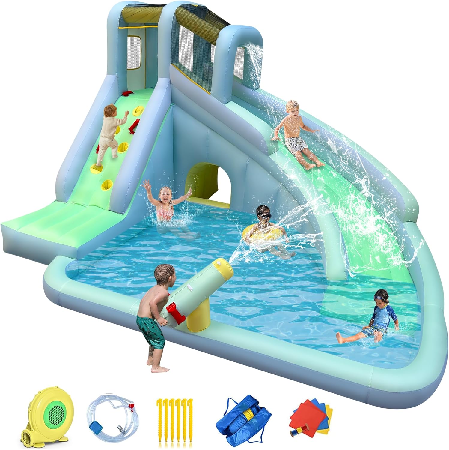 Kids Outdoor Pool - Parc aquatique gonflable 6-en-1 pour enfants,