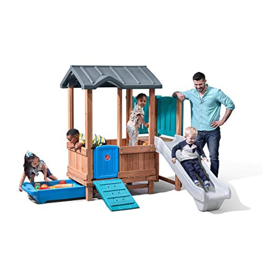 Kids Outdoor Swing And Slide - Woodland Adventure Playhouse & Slide, ensemble