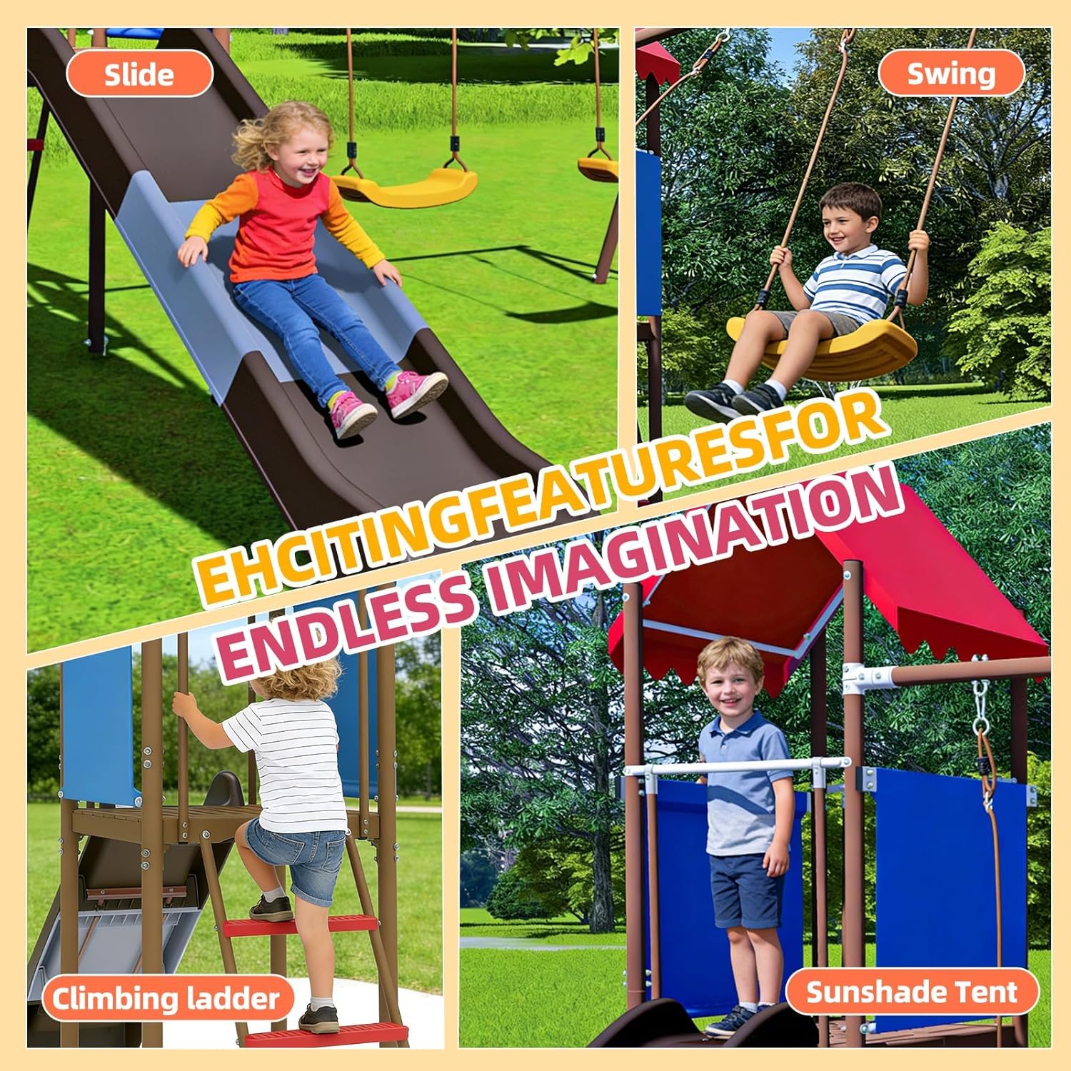 Ensemble de balançoires en mét - Kids Outdoor Swing And Slide avis et prix