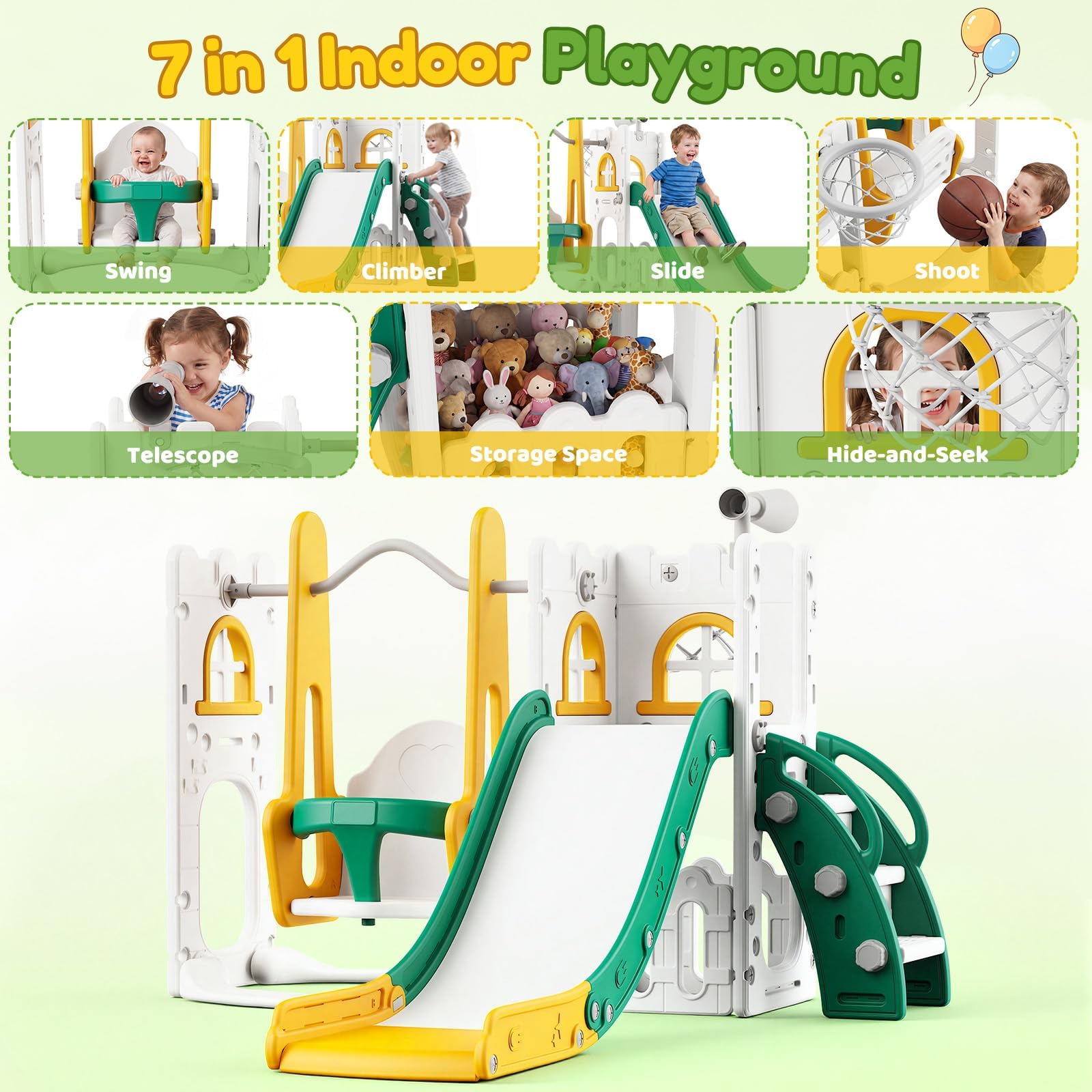 Ensemble de jeux 7 en 1 pour t - Kids Outdoor Swing And Slide avis et prix