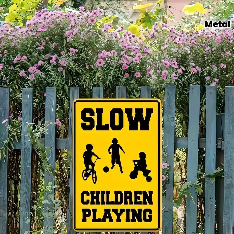 Panneau en métal jaune représe - Kids Outdoor Yard avis et prix